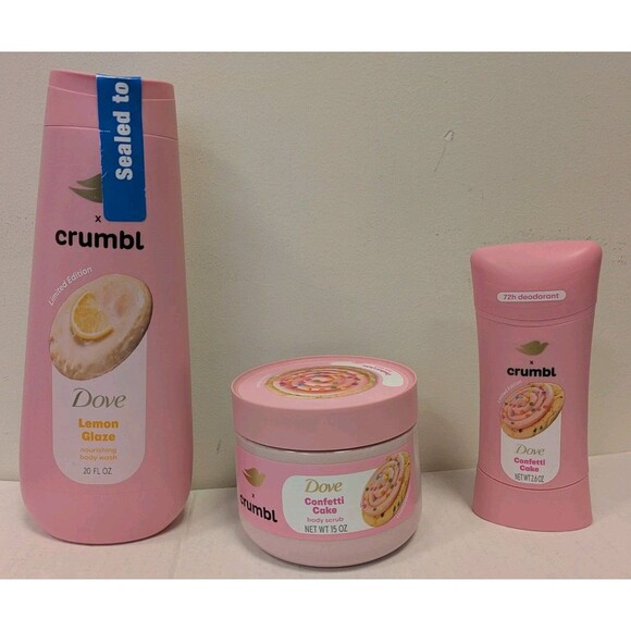 Dove Other - DOVE CRUMBL Lemon Glaze & Cake NEW SET Body Scrub Wash Deodorant Limited Edition